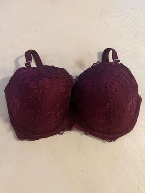Victoria’s Secret Dream Angels Lace Demi Push-Up Bra - Deep Plum 36DDD